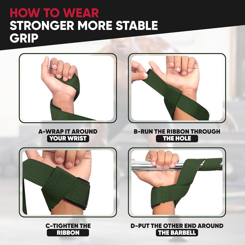 BFS IMPEX Lifting Straps for Weightlifting, Weightlifting Cotton Straps with Neoprene Padding for Men women Gym Wrist Straps for Bodybuilding powerlifting, Strength Training and Deadlifting - Image 4